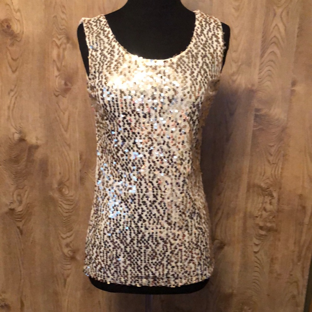 Multicolored Sequin Scoop Neck Tank Top